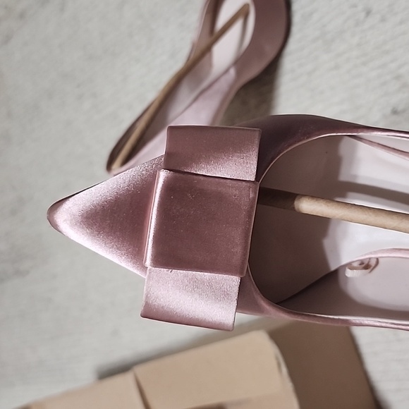 Zara Pointed Toe Tie Bow Pink Heels - Picture 4 of 5